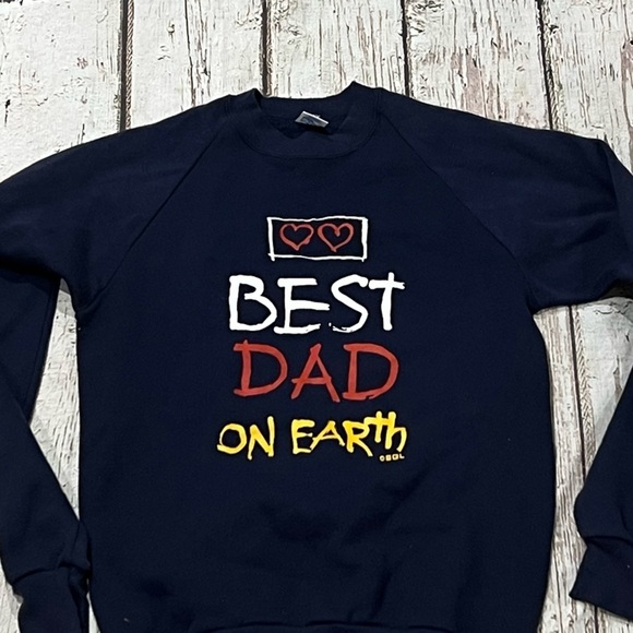 Vintage 1980s Best Dad On Earth Father's Day 80s Crewneck Sweatshirt - Picture 2 of 3